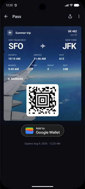Passmint boarding pass preview
